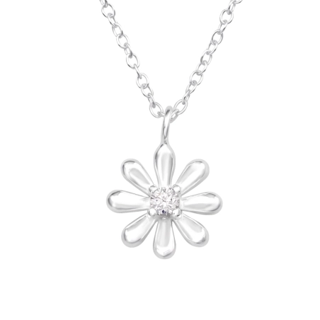 Flower - 925 Sterling Silver Necklace with stones