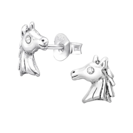 Unicorn - 925 Sterling Silver Ear studs with stones