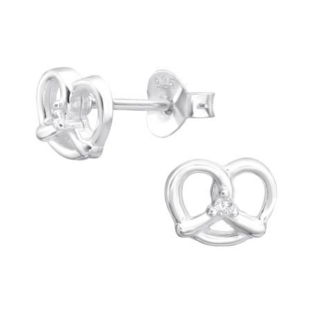 Pretzel Ear Studs with Zirconia stones Jewellery | All4silver