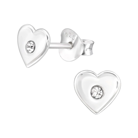 Heart - 925 Sterling Silver Ear studs with stones
