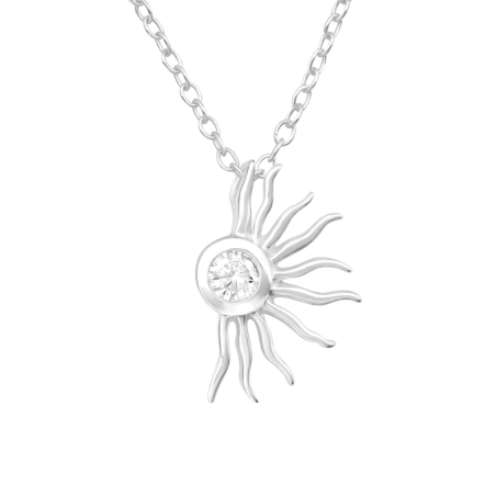 Half Sun - 925 Sterling Silver Necklace With Stones