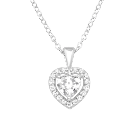 Heart - 925 Sterling Silver Necklace with stones