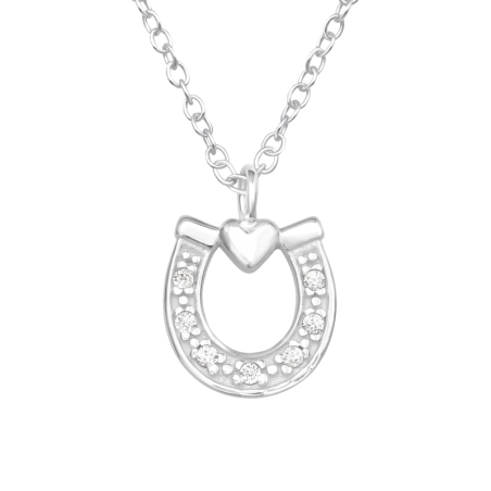 Horseshoe - 925 Sterling Silver Necklace with stones