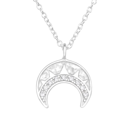 Moon - 925 Sterling Silver Necklace with stones