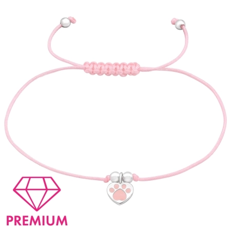 Paw Print - Premium - Nylon Cord + 925 Sterling Silver Bracelets For Kids