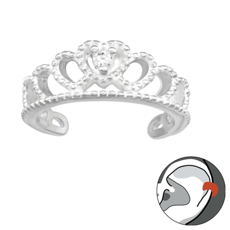 Queen Crown - 925 Sterling Silver Ear Cuffs And Ear Pins