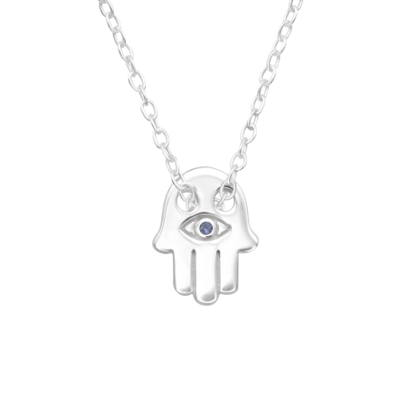 Hamsa - 925 Sterling Silver Necklace with stones