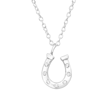 Horseshoe - 925 Sterling Silver Necklace with stones
