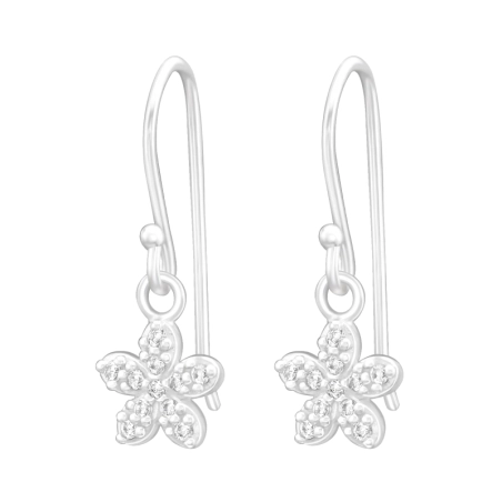 Flower - 925 Sterling Silver Earrings with Zirconia stones