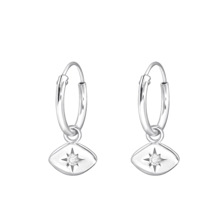 Hanging Star - 925 Sterling Silver Ear Hoops