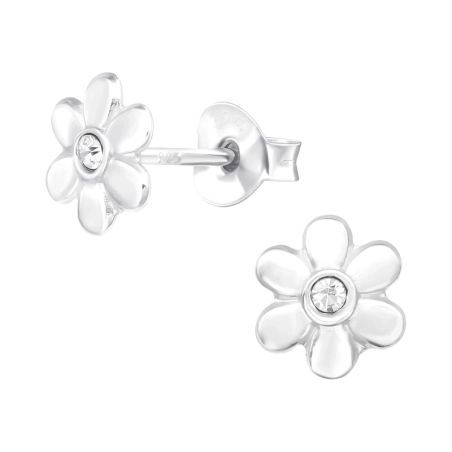 Flower Ear studs with stones Jewellery | All4silver