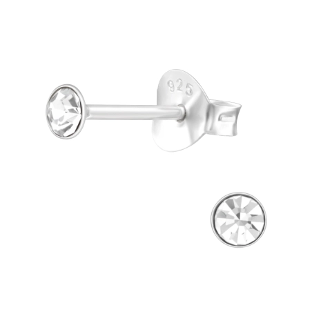 3mm Round - 925 Sterling Silver Basic Ear Studs