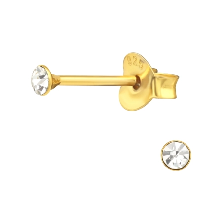 2.5mm Round gold plated - 925 Sterling Silver Basic Ear Studs
