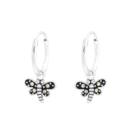 Hanging Dragonfly - 925 Sterling Silver Children Hoops