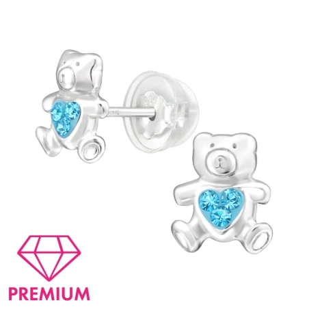 Bear - Premium* - 925 Sterling Silver Ear Studs With Stones