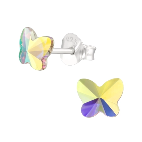 Butterfly - 925 Sterling Silver Ear Studs with Crystal stones