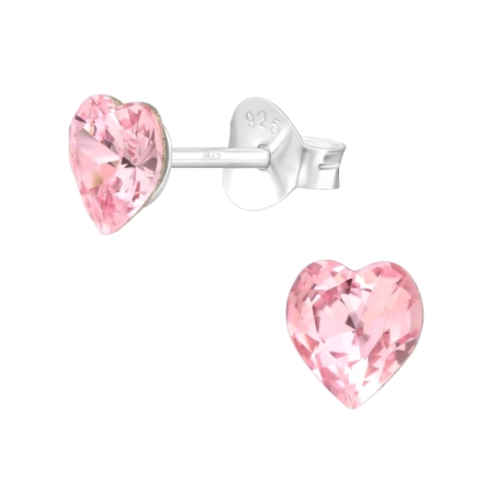 Crystal Heart With Genuine European Crystals - 925 Sterling Silver Lacrystale Silver Ear Studs