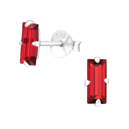 Rectangle - 925 Sterling Silver LaCrystale Silver Ear Studs