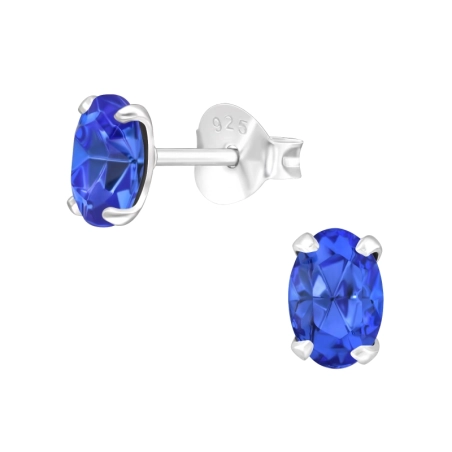 Oval - 925 Sterling Silver LaCrystale Silver Ear Studs