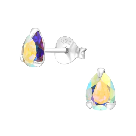 Pear - 925 Sterling Silver LaCrystale Silver Ear Studs