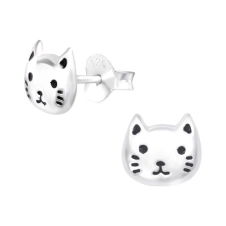 Cat Ear Studs without stones Jewellery | All4silver