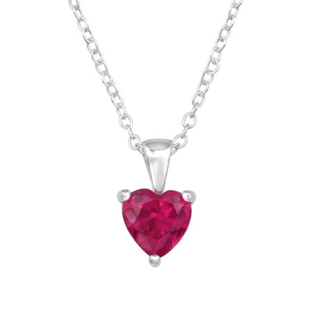 Heart - 925 Sterling Silver Necklace with stones