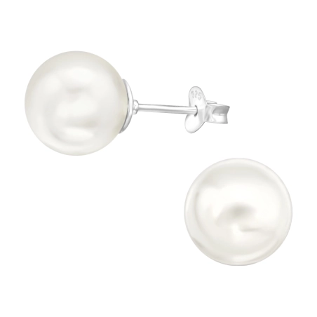 10mm synthetic pearl - 925 Sterling Silver Ear Studs With Pearls