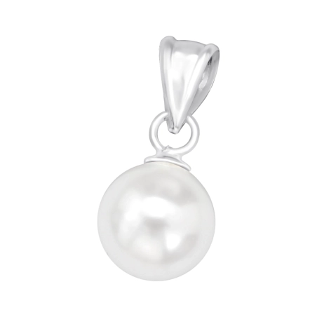 Pearl 8mm - 925 Sterling Silver Pendants With Zirconia Stones