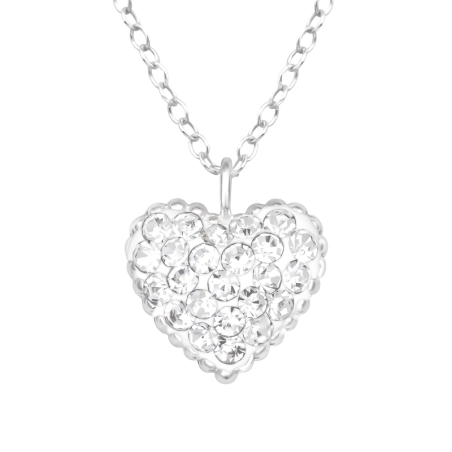 Heart - 925 Sterling Silver Necklace with stones