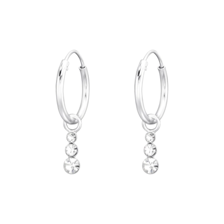 Hanging Geometric - 925 Sterling Silver Ear Hoops