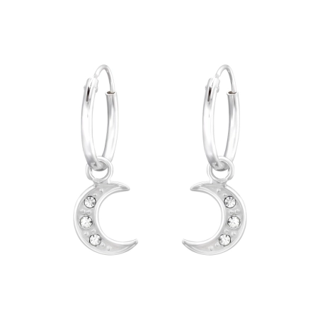 Crescent moon - 925 Sterling Silver Ear Hoops