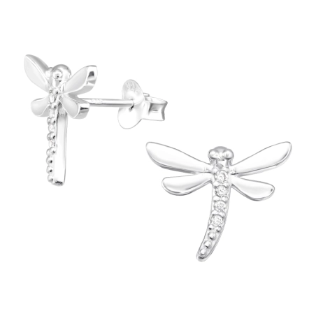Dragonfly - 925 Sterling Silver Ear Studs with Zirconia stones