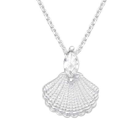 Marquise zirconia in Shell - 925 Sterling Silver Necklace With Stones