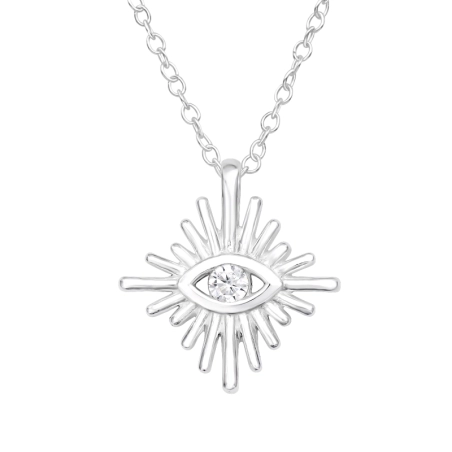 Evil Eye - 925 Sterling Silver Necklace with stones