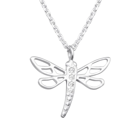 Dragonfly - 925 Sterling Silver Necklace with stones