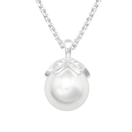 Acorn with Pearl - 925 Sterling Silver Necklace With Stones