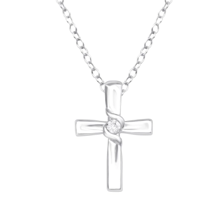 Cross - 925 Sterling Silver Necklace with stones