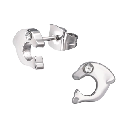 Dolphin Steel Ear Studs Jewellery | All4silver