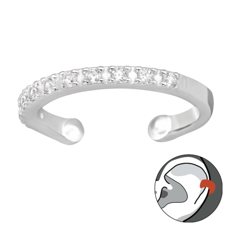Sparkling - 925 Sterling Silver Ear Cuffs and Ear pins