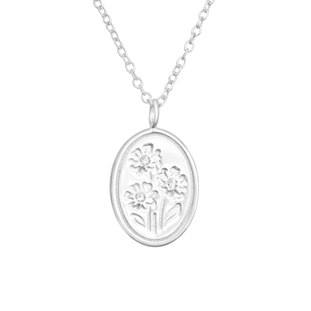 Flower - 925 Sterling Silver Necklace with stones