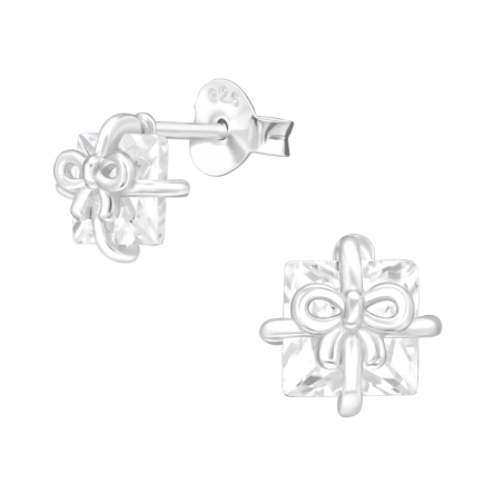 Gift Box Ear Studs with Zirconia stones Jewellery | All4silver