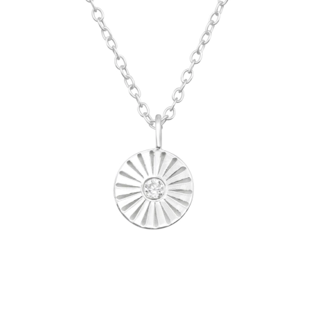 Round - 925 Sterling Silver Necklace with stones