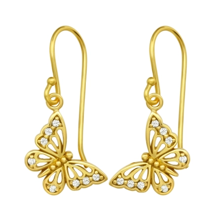 Butterfly Earrings with Zirconia stones Jewellery | All4silver