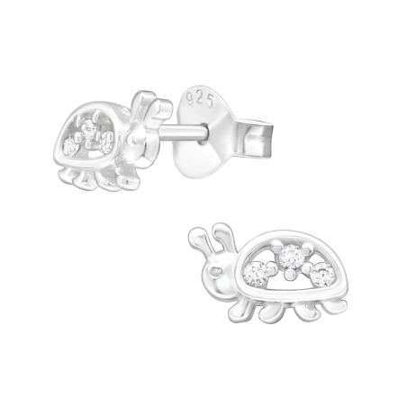 Ladybug Ear Studs with Zirconia stones Jewellery | All4silver