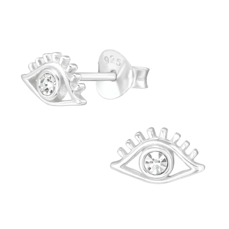 Evil Eye Ear Studs with Crystal stones Jewellery | All4silver