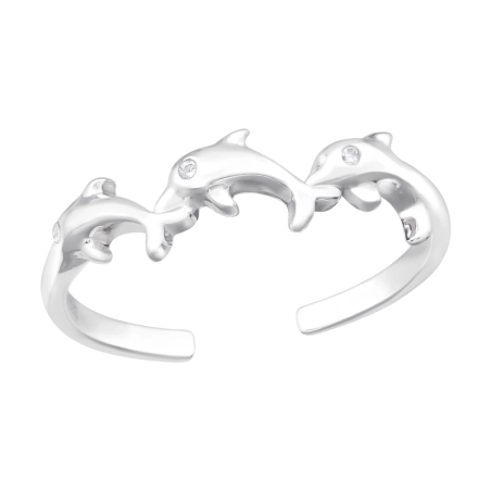 3 Dolphins - 925 Sterling Silver Toe Rings