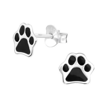 Paw Print Ear studs with enamel colors Jewellery | All4silver