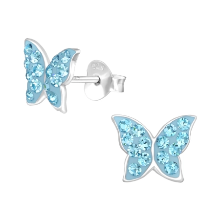 Butterfly Ear studs with stones Jewellery | All4silver