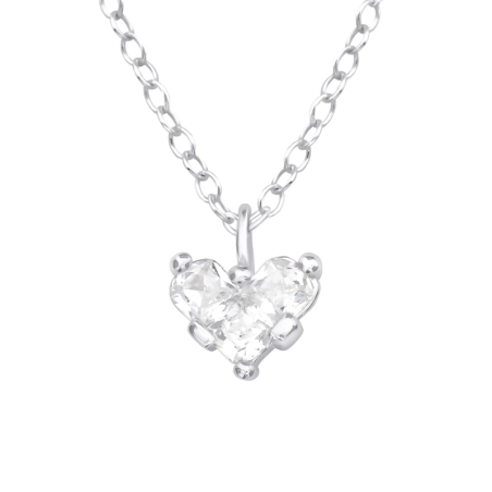 Heart - 925 Sterling Silver Necklace with stones