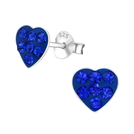 Heart - 925 Sterling Silver Crystal Ear Studs